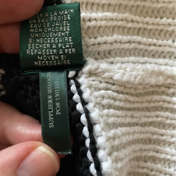 Lauren Ralph Lauren Knitted Mockneck Black and White Striped Tank Top si… - Picture 6 of 10